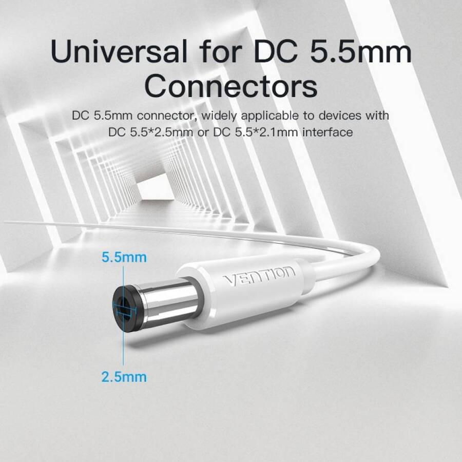 Cable De Alimentación Usb - A a DC 5.5mm 1.5 Metros