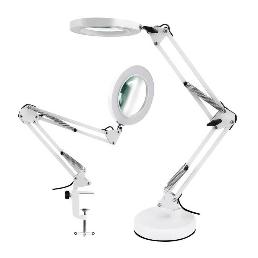Lampara De Mesa Con Lupa Brazo c/Prensa y Base Lm-160