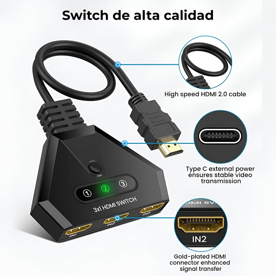 Switch Hdmi 3x1 4K Selector Multiple