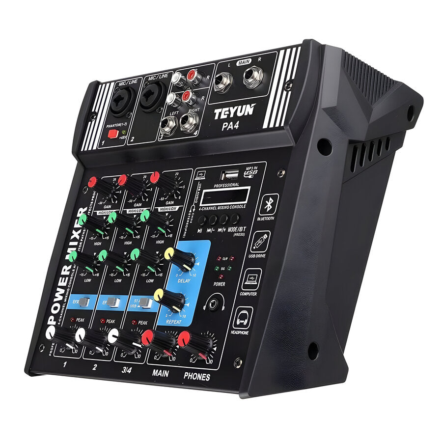 Consola Mixer 4 Canales Teyum Potenciada Pa-4 100 + 100w