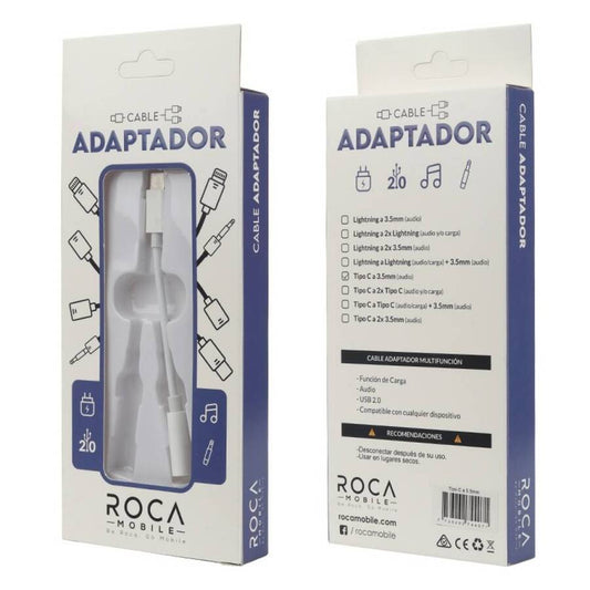 Adaptador Roca Lightning A Jack 3.5mm Blanco