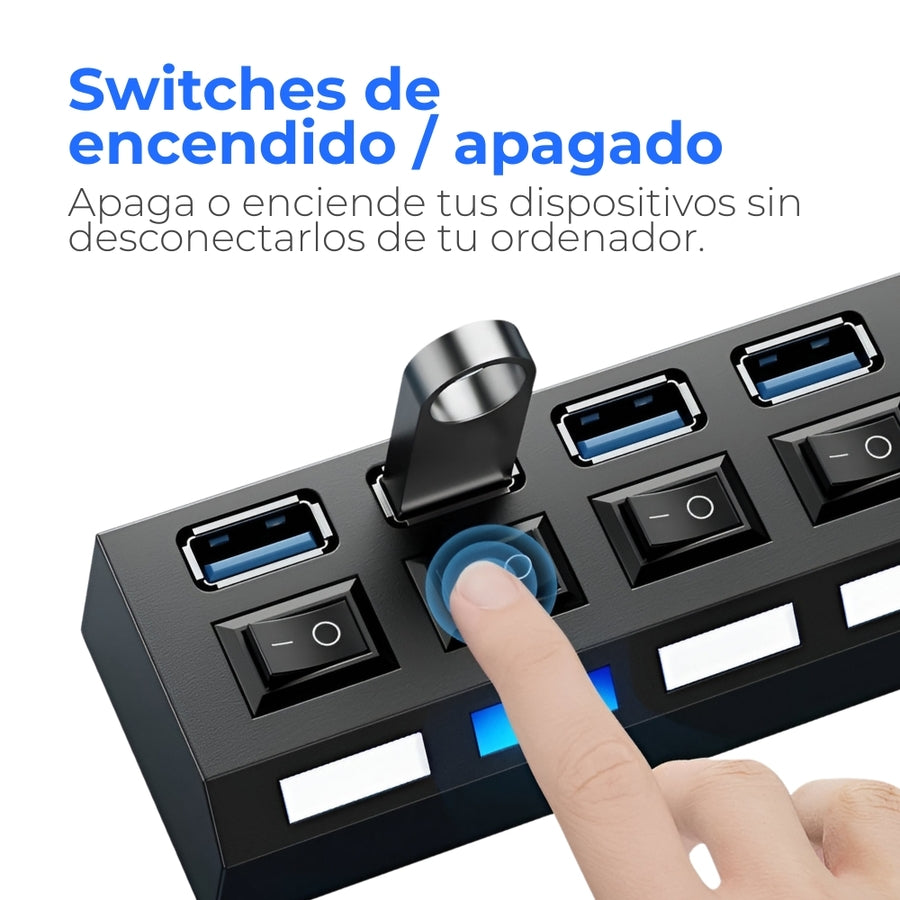 Hub Usb 4 Puertos + Switches On/Off