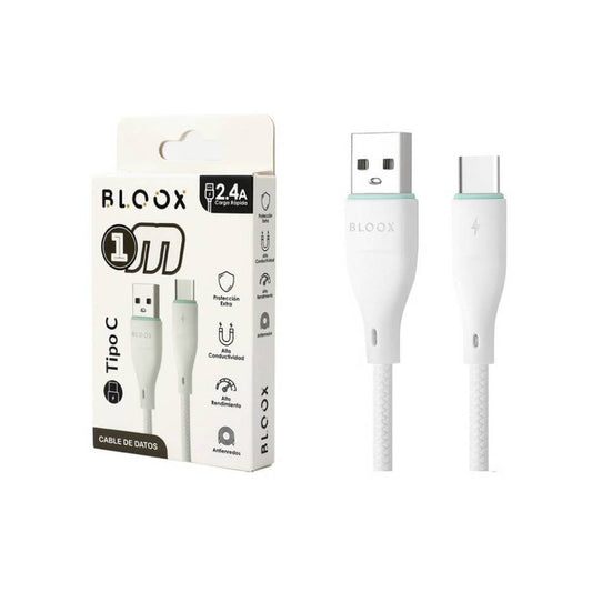 Cable De Datos Bloox Usb a Usb Tipo-C 1 Metro Mallado