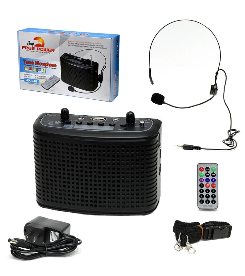 Parlante Amplificador De Voz c/Vincha y Microfono Ake40