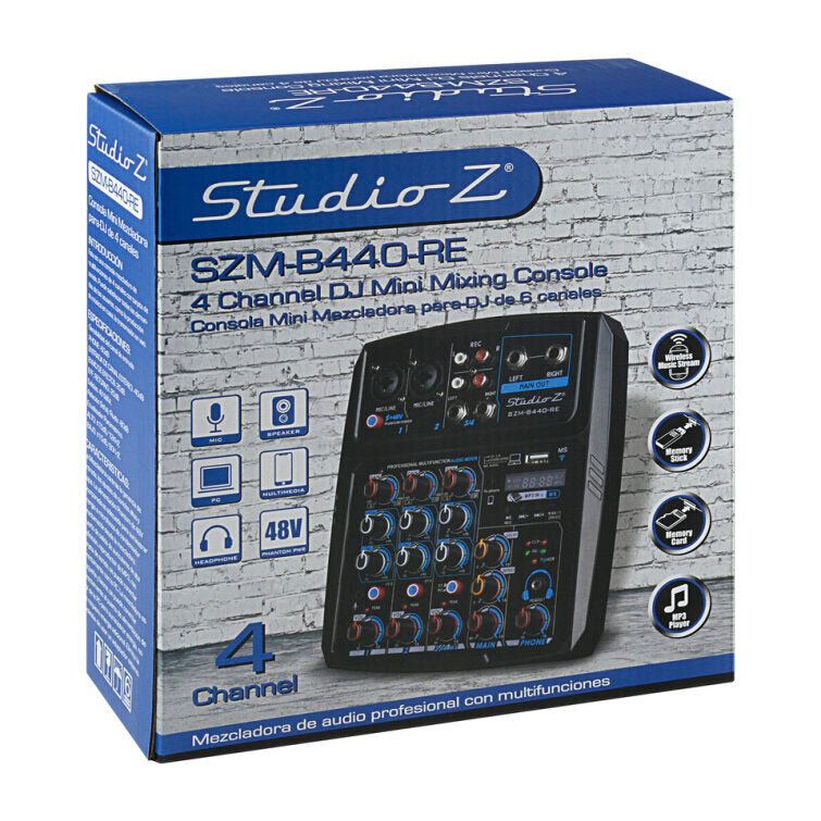 Consola Mixer Zebra Amplificada 4 Canales Usb Szm-B440 RE