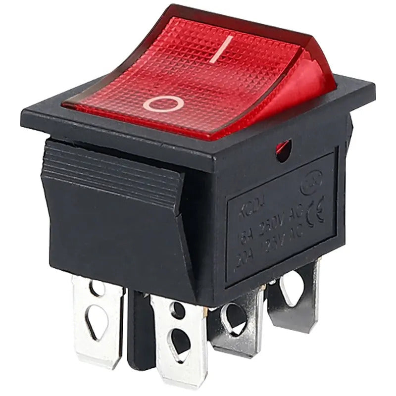 Llave Tecla Switch Roja 2 Posiciones 6 Contactos On / Off