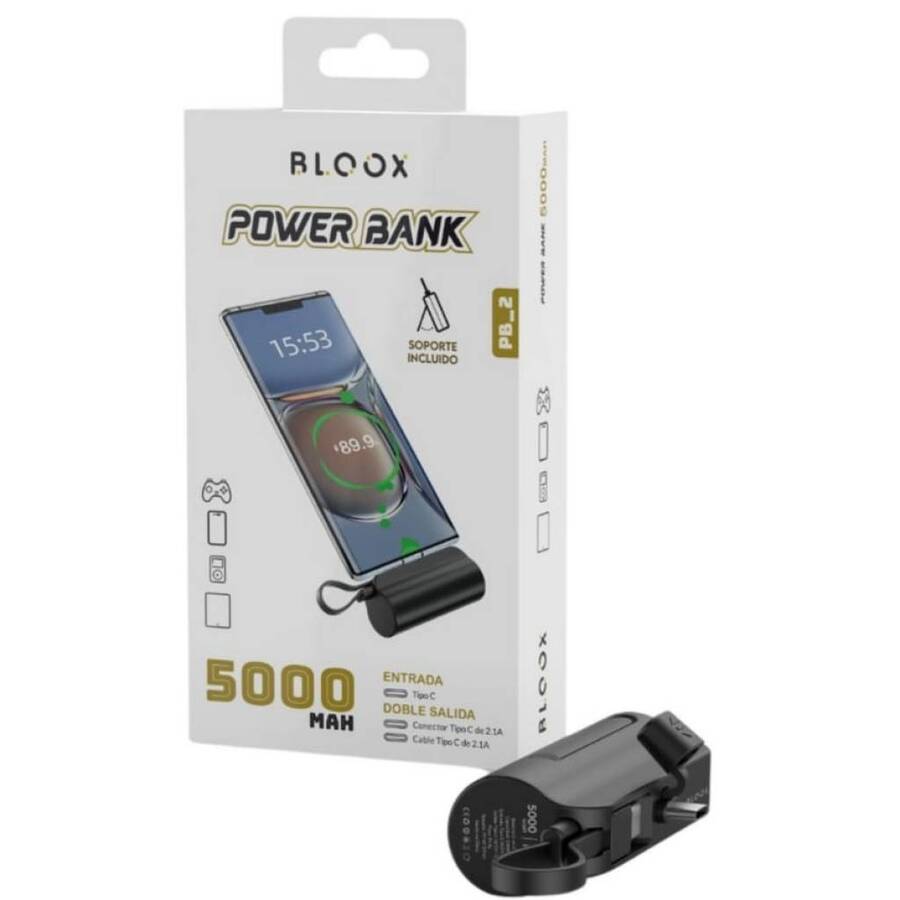 Power Bank Bloox Pb2 5.000mAh Usb Tipo-C Negro