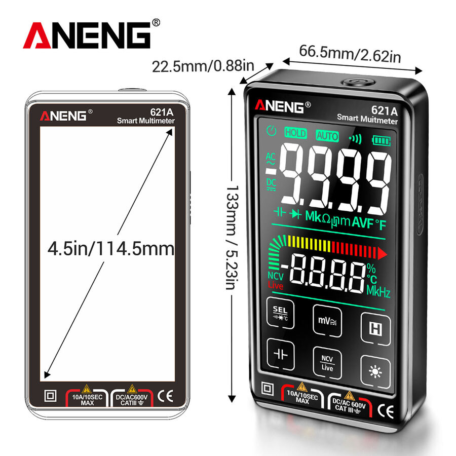 Tester Multimetro Digital Autorango Pantalla Tactil Fs-8233