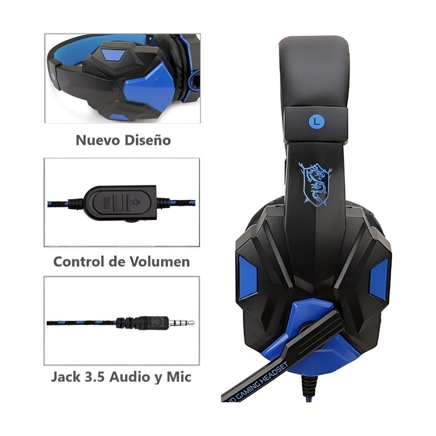 Auricular Gamer c/Microfono Azul Sy-830