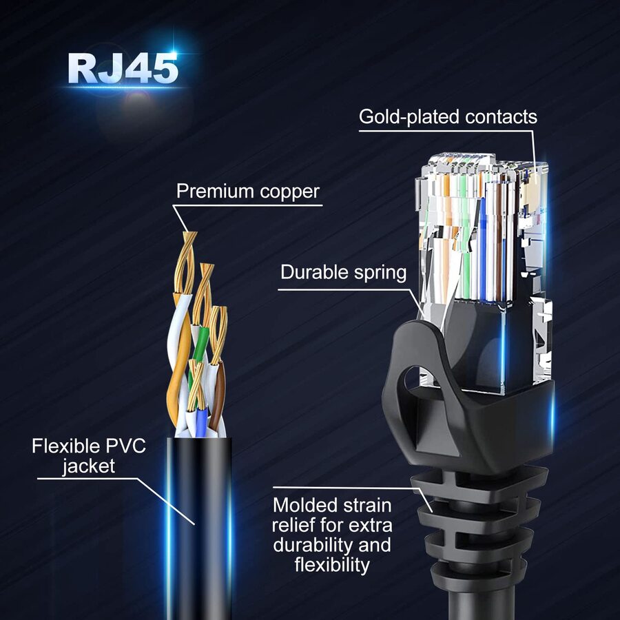 Cable De Red Utp Cat 6 x 10 Metros Negro