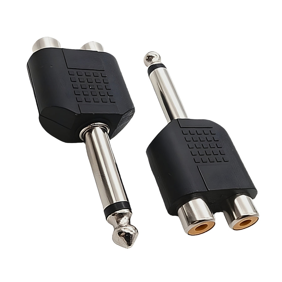 Adaptador De Audio 2 Jack Rca - Plug 1/4 Stereo