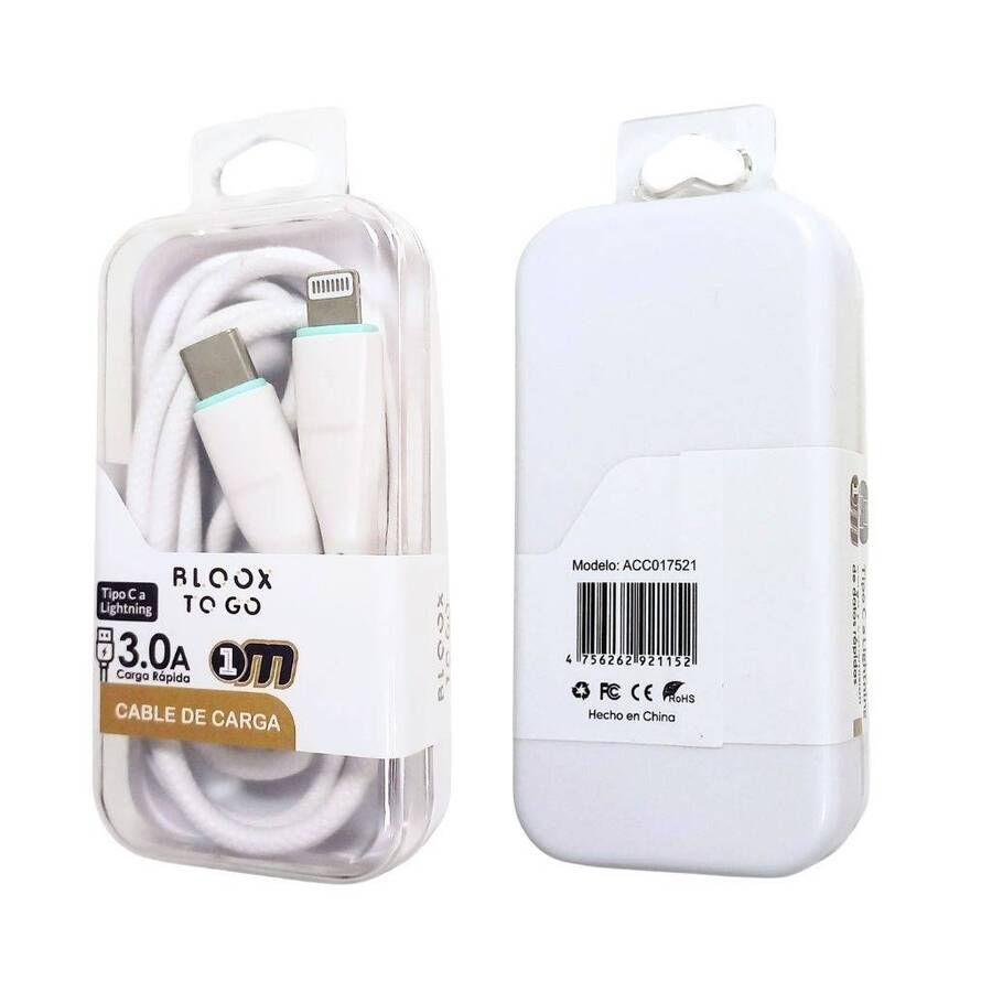 Cable De Datos Bloox Usb Tipo-C a Lightning 1 Metro 30w