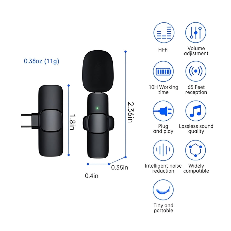 Set 2 Microfonos Solaperos Usb C Para Celular K9-C