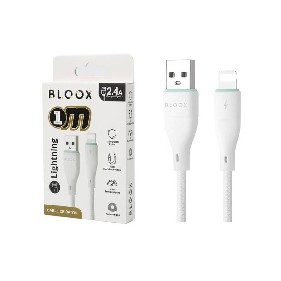Cable De Datos Bloox Usb a Lightning 1 Metro Mallado