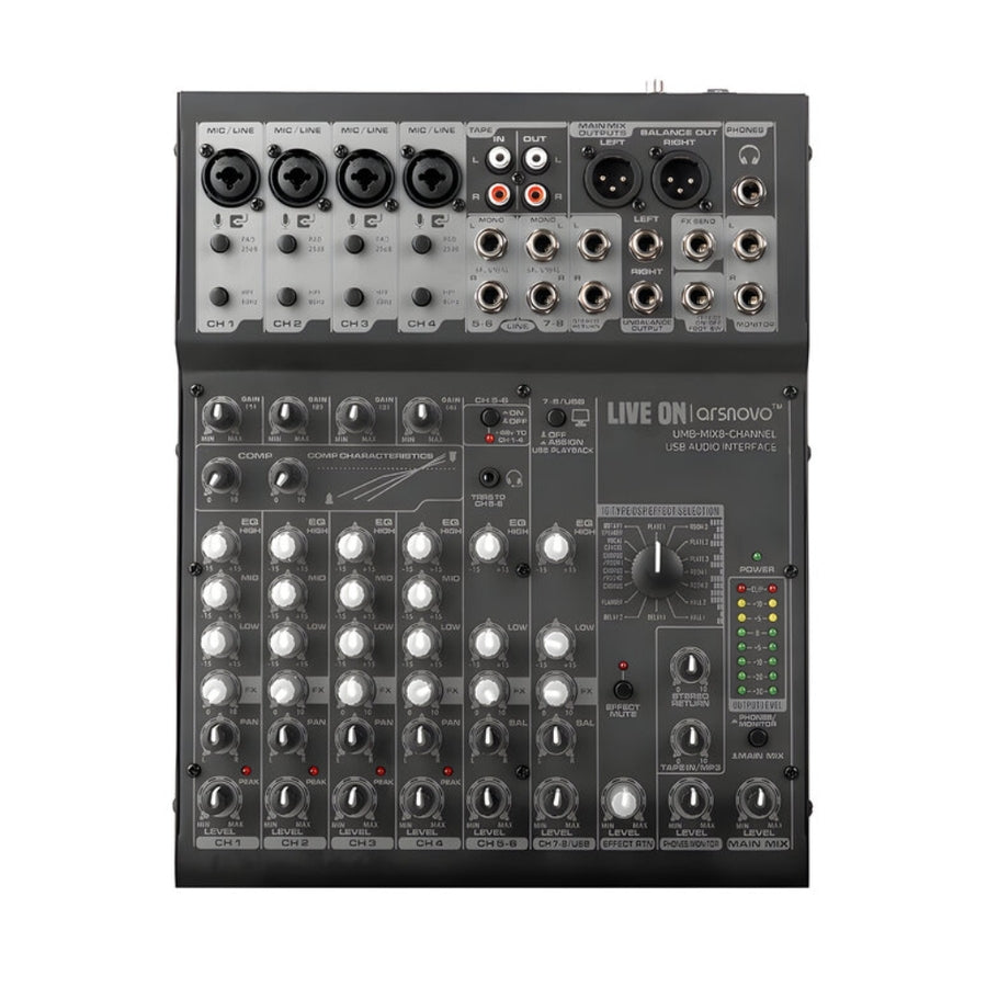 Consola Mixer 8 Canales Con Usb Aqm-D8-UI