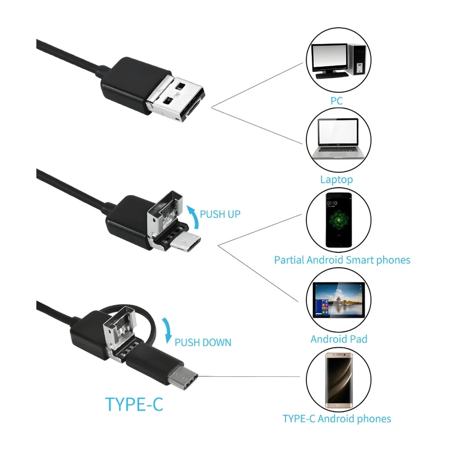 Camara Endoscopica Ip67 Con Usb y Usb C Es-35