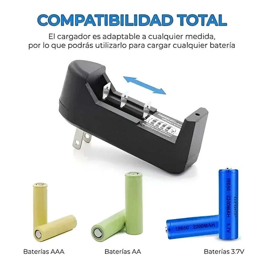 Cargador De Pilas 3.7v Para 18650 / 16340 / 14500