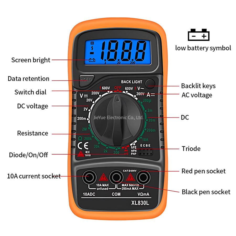 Tester Multímetro Digital Lcd Ac/Dc XL-830L Voltimetro