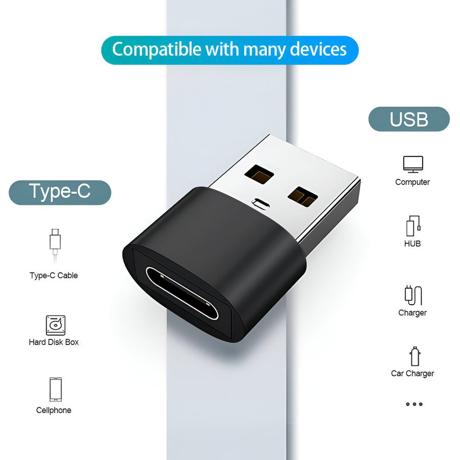 Adaptador Ficha Usb C - Usb Tipo A x 2 Unidades