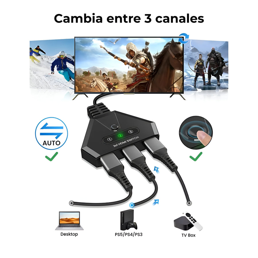 Switch Hdmi 3x1 4K Selector Multiple