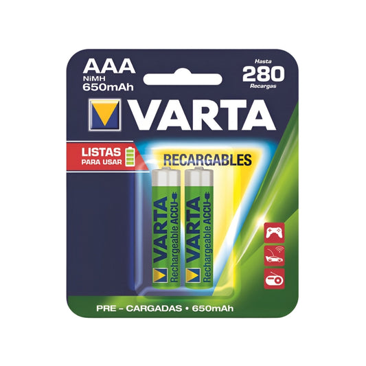 Pilas Recargables Varta AAA 650mAh x 2 Unidades